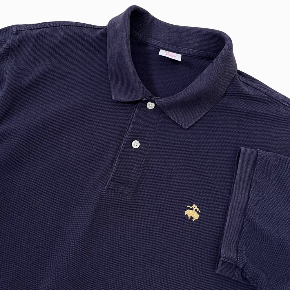 Brooks Brothers Mens Performance Polo Shirt L Navy Blue Original Fit Logo Cotton